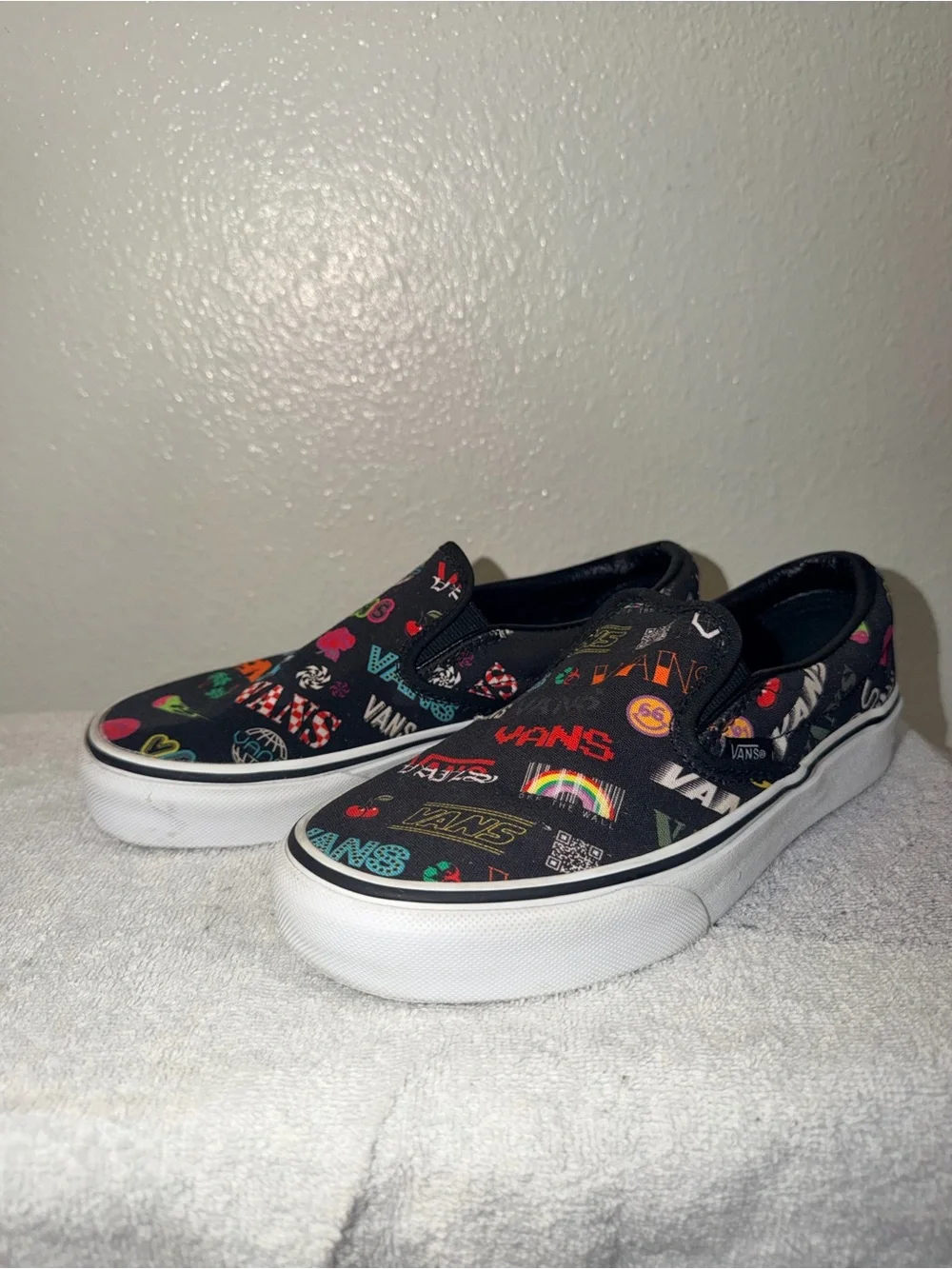 Vans Black Canvas Slip-On Sneakers with Brown Gum Soles